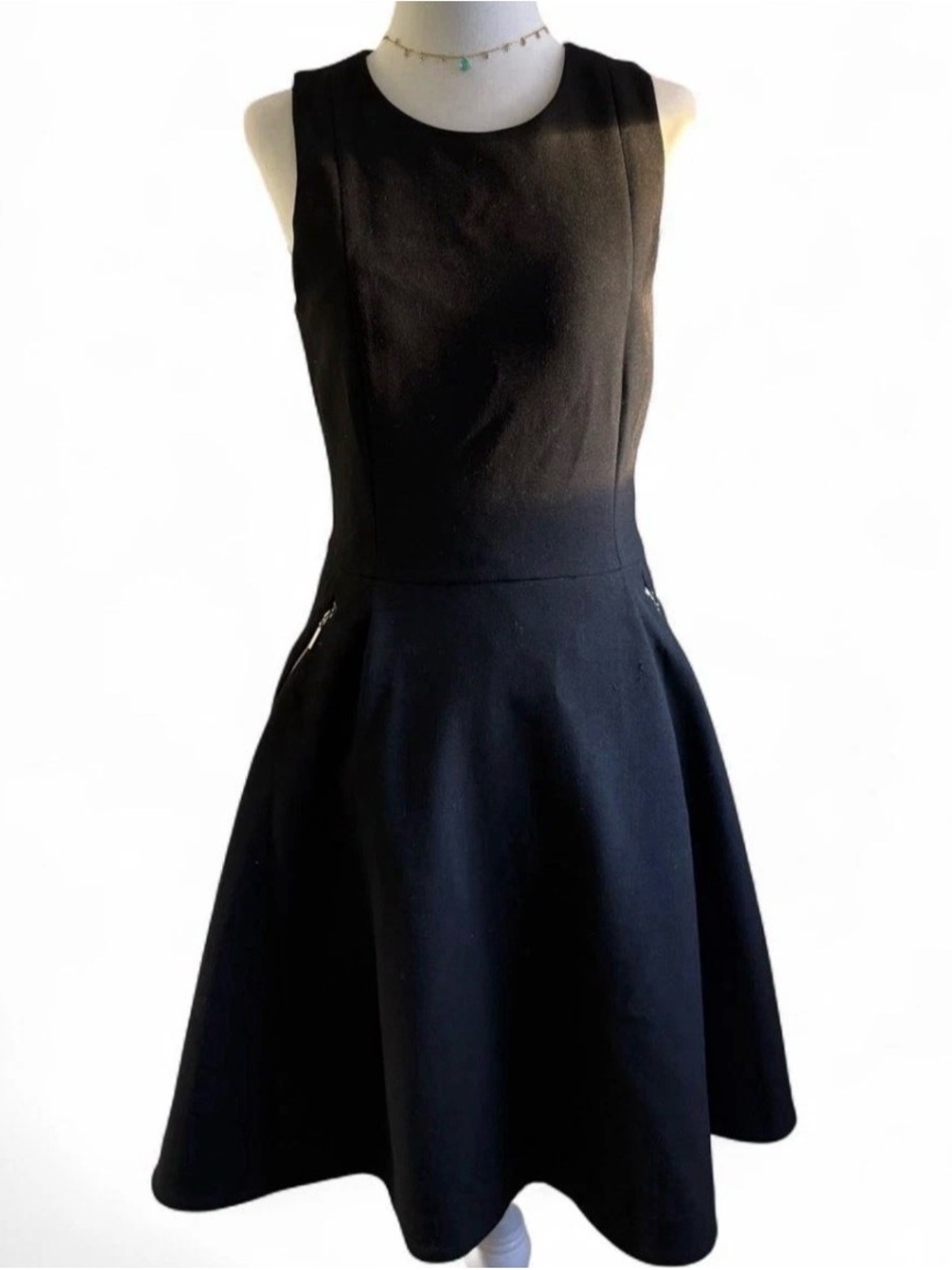 A/X Armani Exchange Black Sleeveless Fit-and-Flare Mini Dress